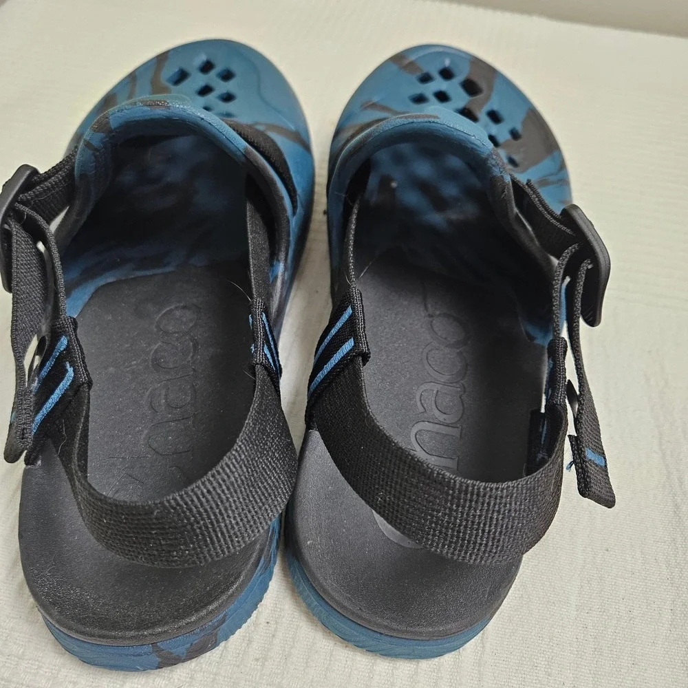 Chaco Chillo Clogs Men's 8 Blue‎ Black Swirl Slip On Lightweight Shoes Sandals